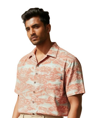 Vineyard Vines Batik Coral Short-Sleeve Shark Print Button-Down Size XL